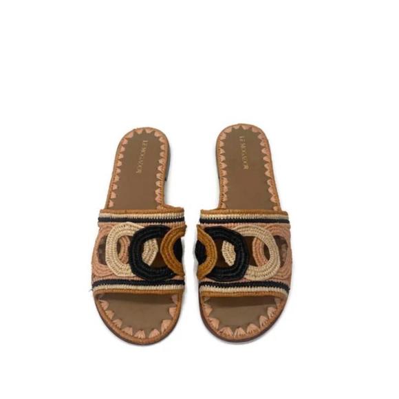 NEW LE MOGADOR women's ortigia raffia sandal in cognac palette - Picture 1 of 3